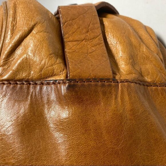 FRANCESCO BIASIA Saddle Style Handbag Mustard Color 14X5.5X7,Genuine Leather - Picture 3 of 14
